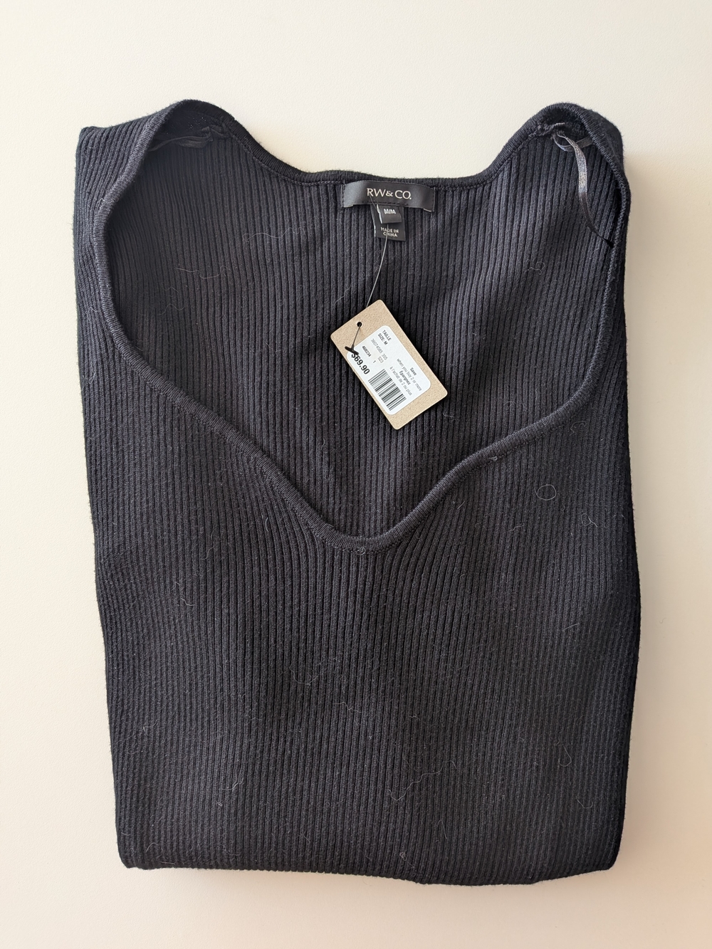 RW&Co Black Ribbed Long Sleeve